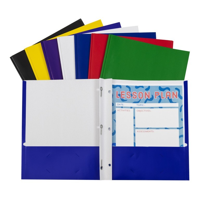 C-Line® Two-Pocket Paper Portfolios with Prongs, Assorted Colors, Single