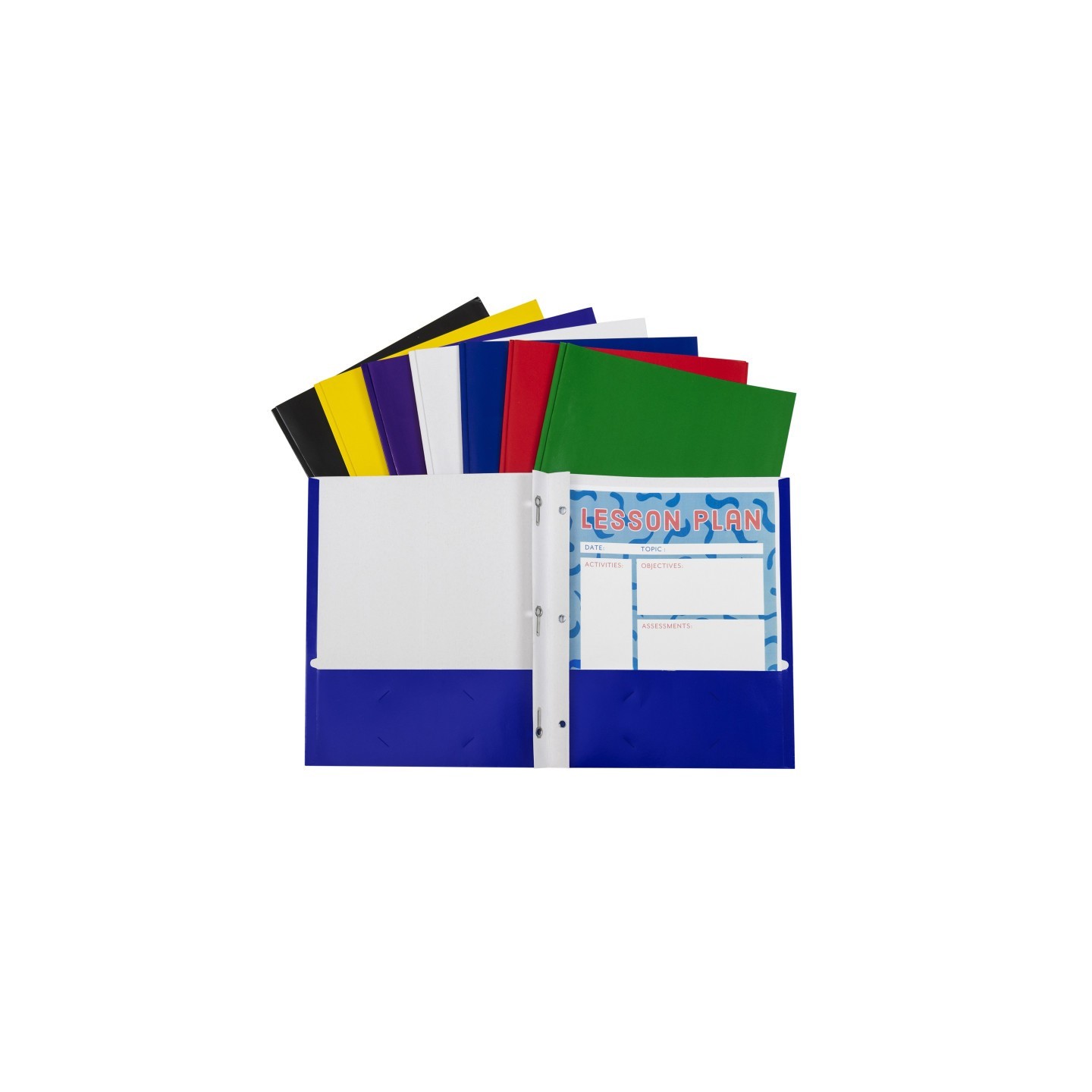 C-Line® Two-Pocket Paper Portfolios with Prongs, Assorted Colors, Pack of 100