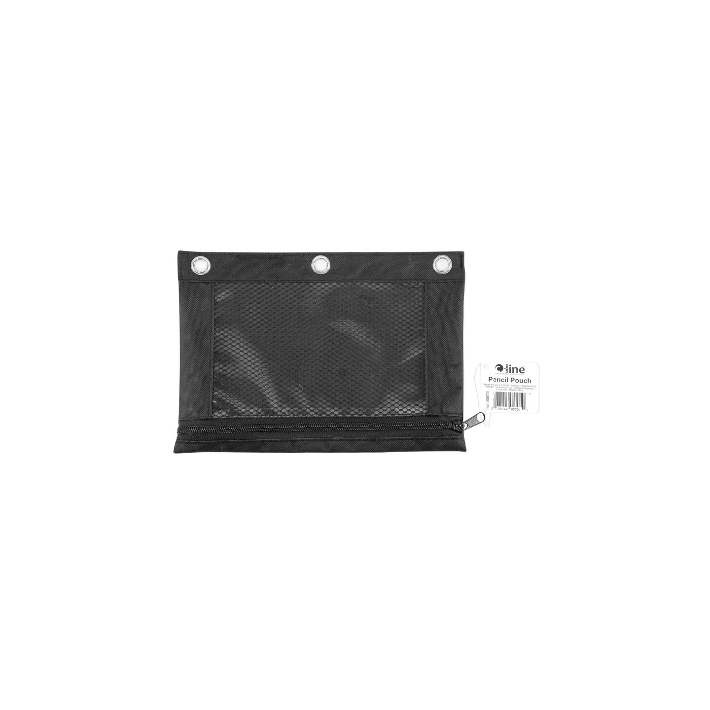 C-Line® Pencil Pouch for 3-Ring Binders, 7" x 10", Black