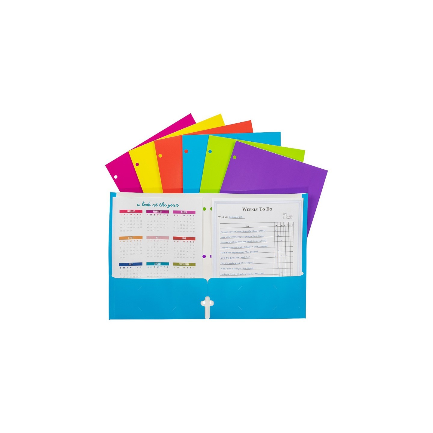 C-Line® 2-Pocket Laminated Paper Portfolio with 3-Hole Punch, Assorted, 1 Each