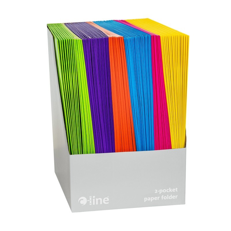 C-Line® 2-Pocket Laminated Paper Portfolio with 3-Hole Punch, Assorted, Pack of 100