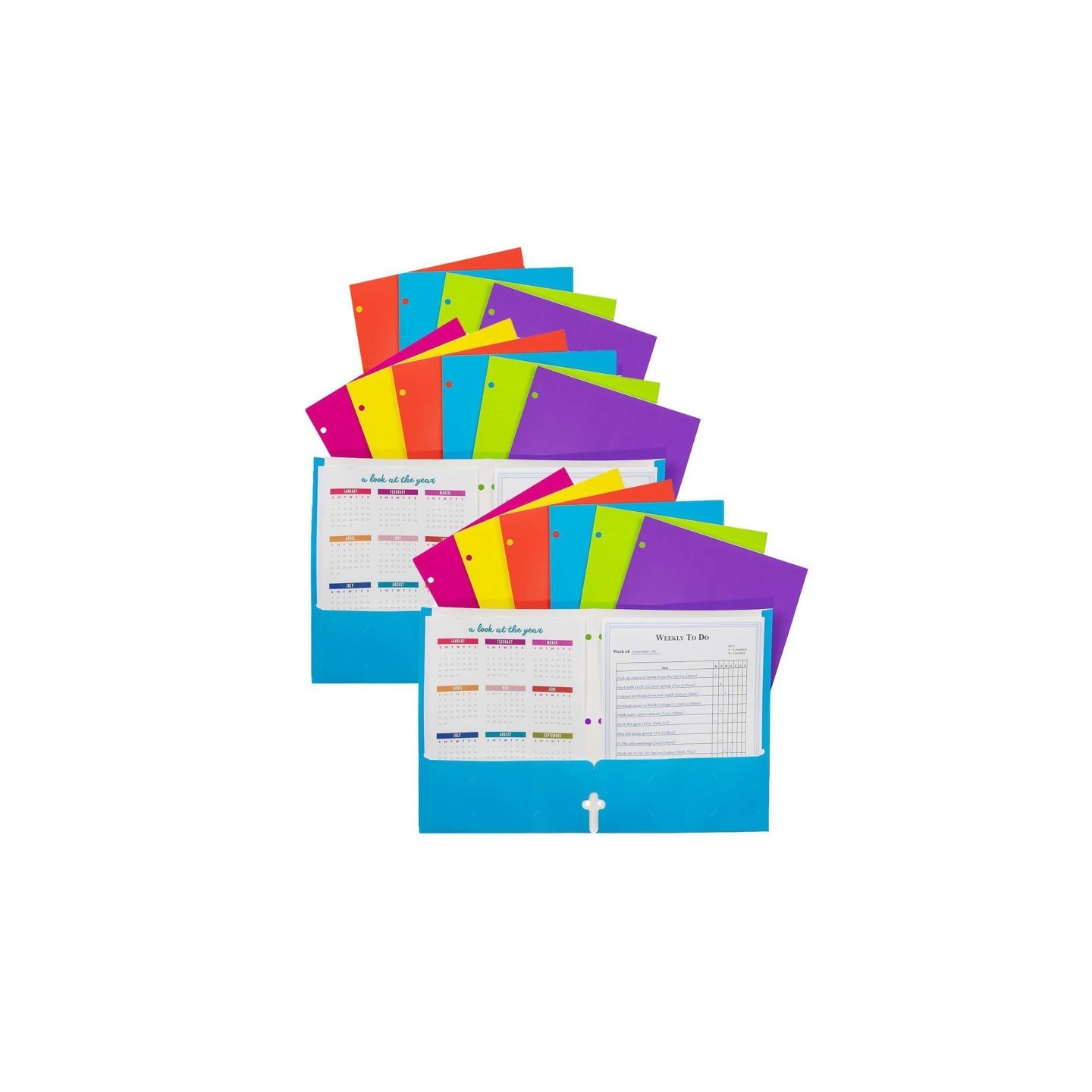 C-Line® 2-Pocket Laminated Paper Portfolio with 3-Hole Punch, Assorted, Pack of 18