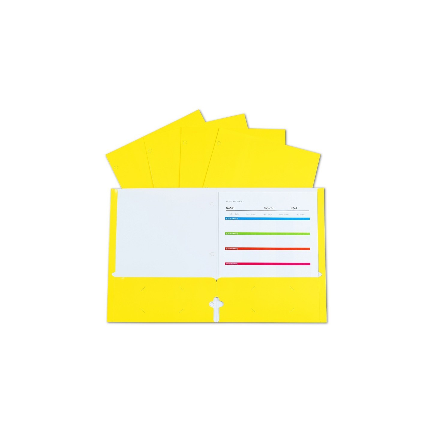 C-Line® 2-Pocket Laminated Paper Portfolios with 3-Hole Punch, Yellow, Box of 25