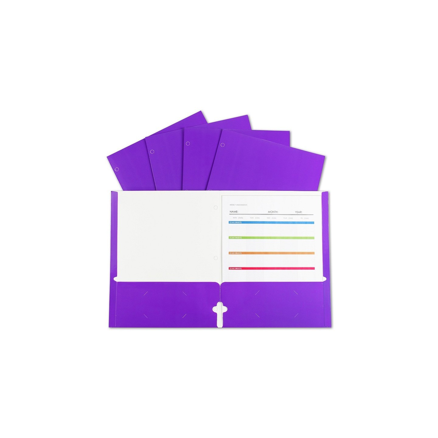 C-Line® 2-Pocket Laminated Paper Portfolios with 3-Hole Punch, Purple, Box of 25
