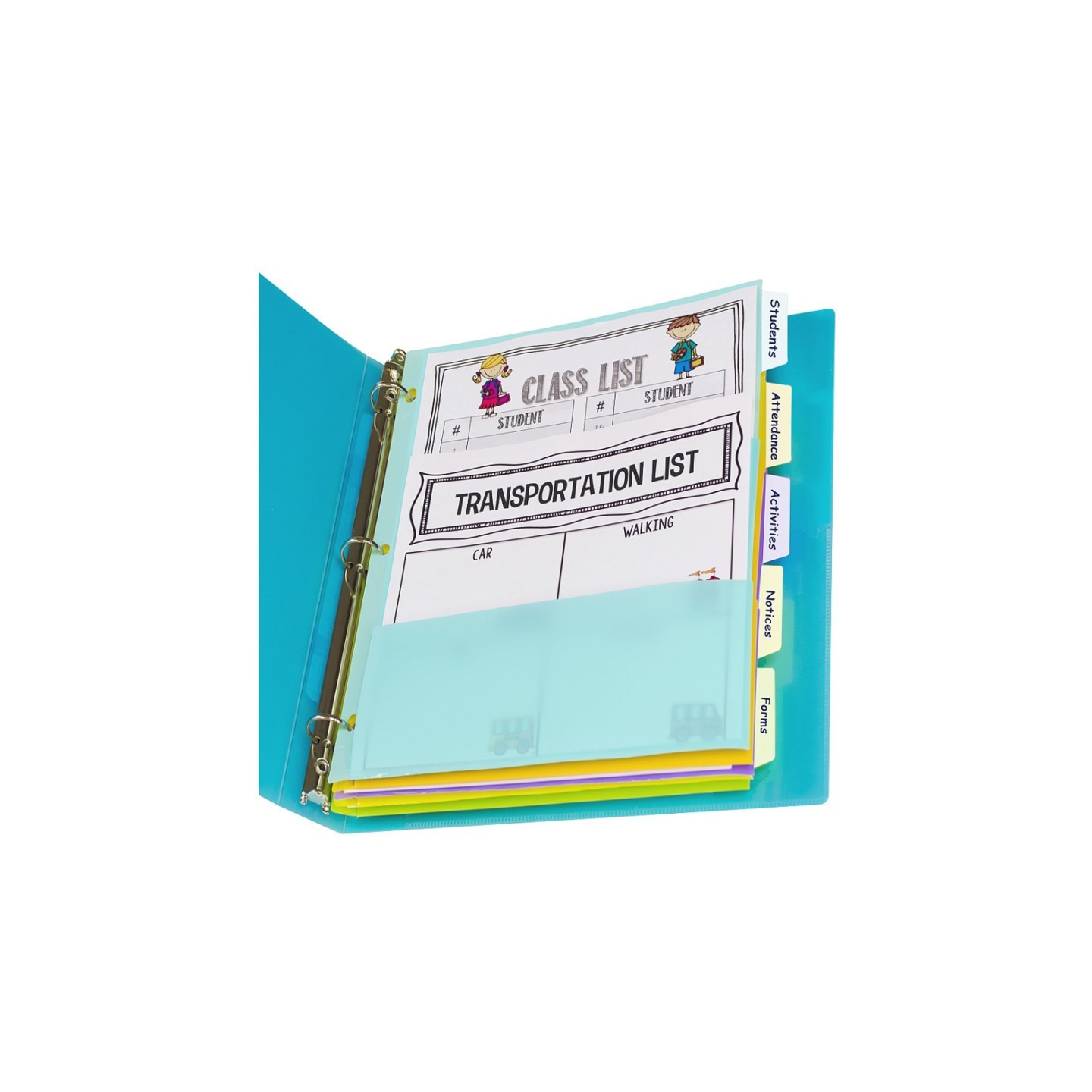 C-Line® 5-Tab Index Dividers with Multi-Pockets, Bright Color Assortment, 8-1/2 x 11