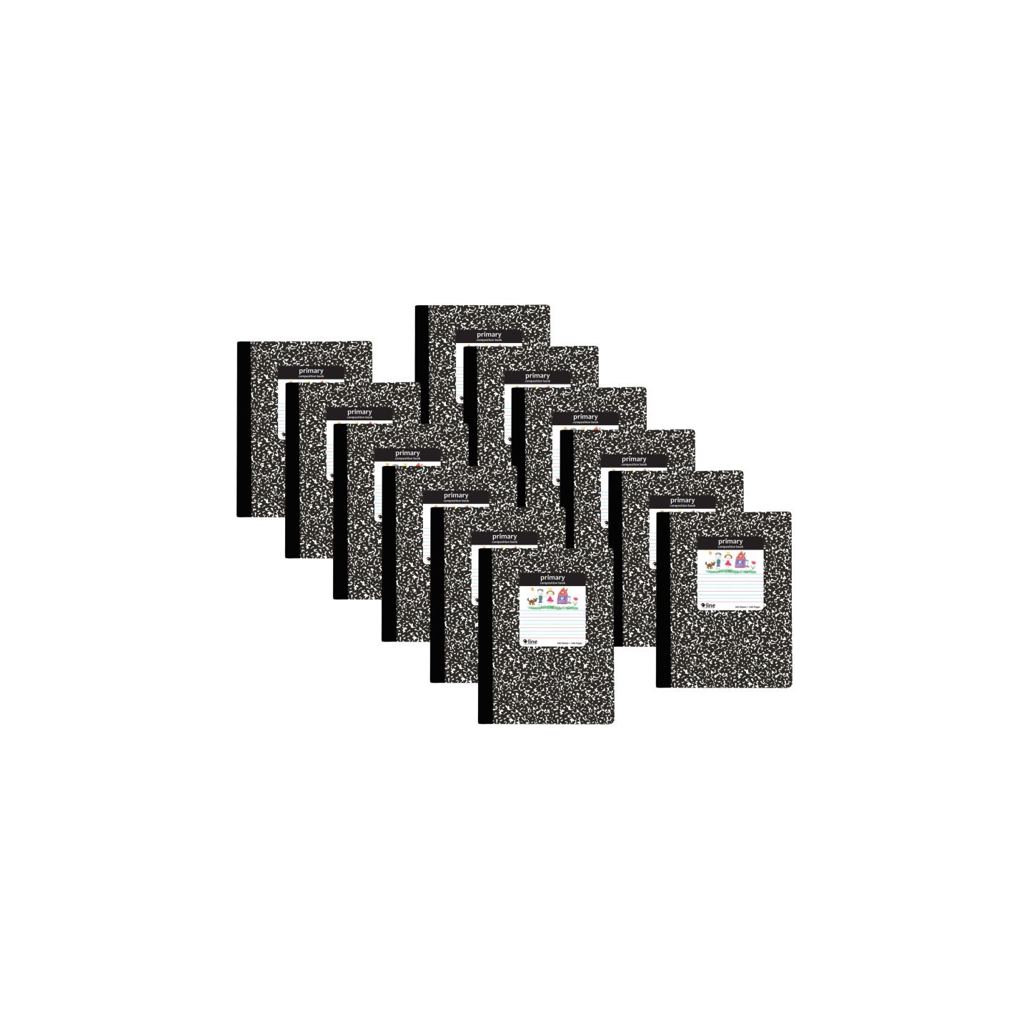 C-Line® Composition Notebook, Primary Ruled, Black Marble, Pack of 12