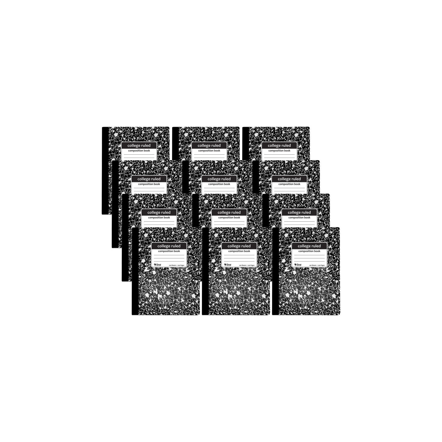 C-Line® Composition Notebook, 100 Page, College Ruled, Black Marble, Pack of 12