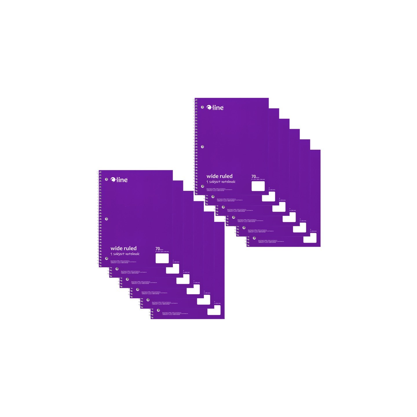 C-Line® 1-Subject Notebook, 70 Page, Wide Ruled, Purple, Pack of 12