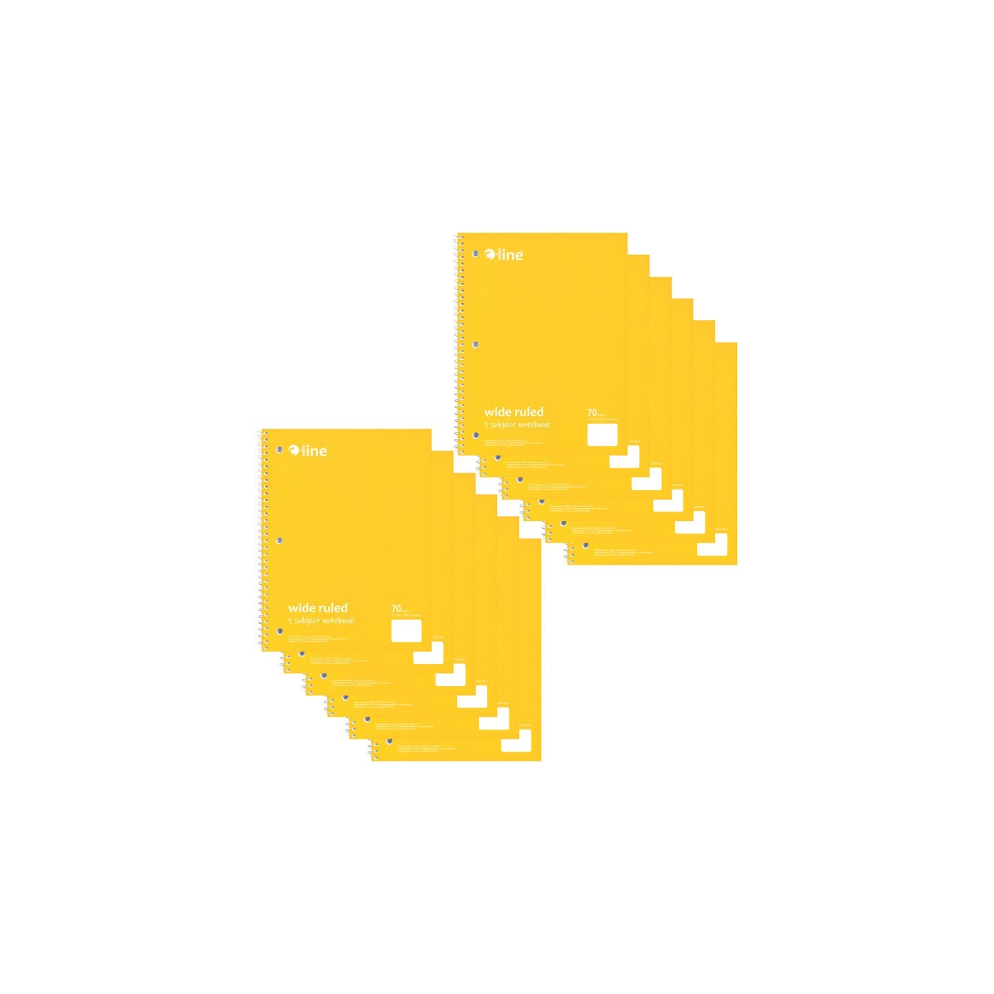 C-Line® 1-Subject Notebook, 70 Page, Wide Ruled, Yellow, Pack of 12