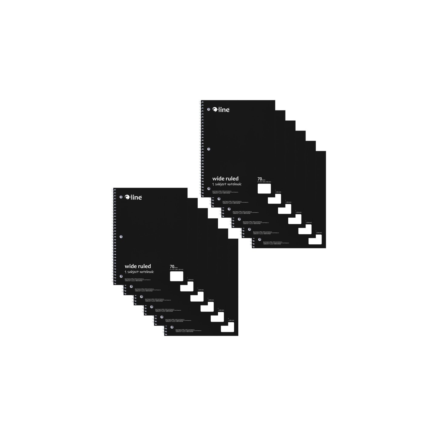 C-Line® 1-Subject Notebook, 70 Page, Wide Ruled, Black, Pack of 12