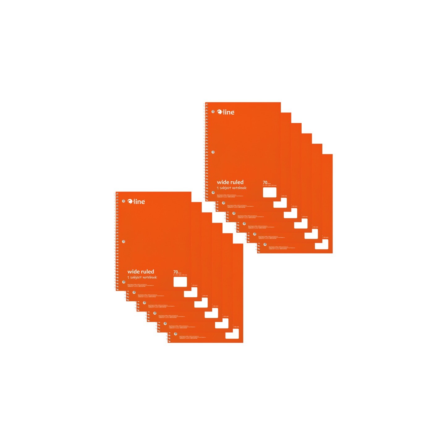 C-Line® 1-Subject Notebook, 70 Page, Wide Ruled, Orange, Pack of 12