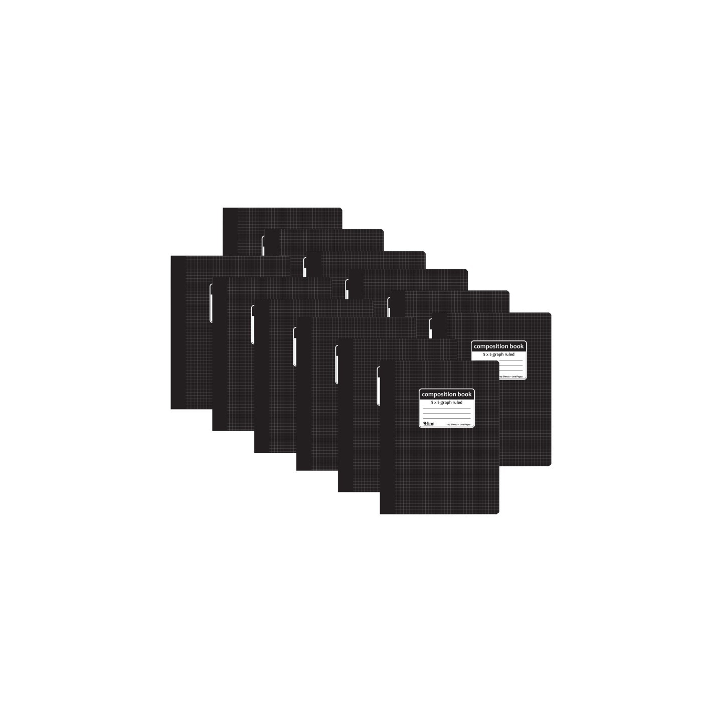 C-Line® Composition Notebook, 5 x 5 Graph Ruled, Black, Pack of 12