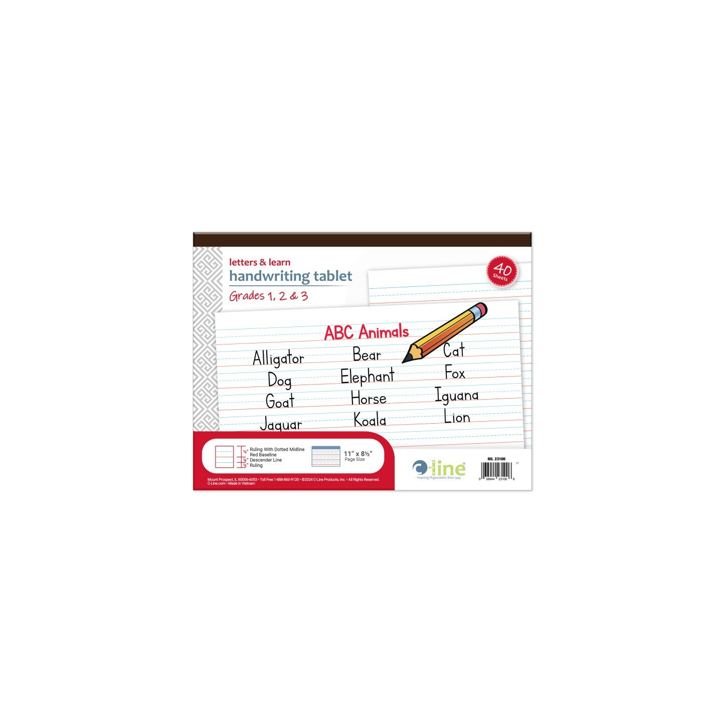 C-Line® Letters & Learn Handwriting Tablet, 40 Sheets, 11" x 8-1/2"