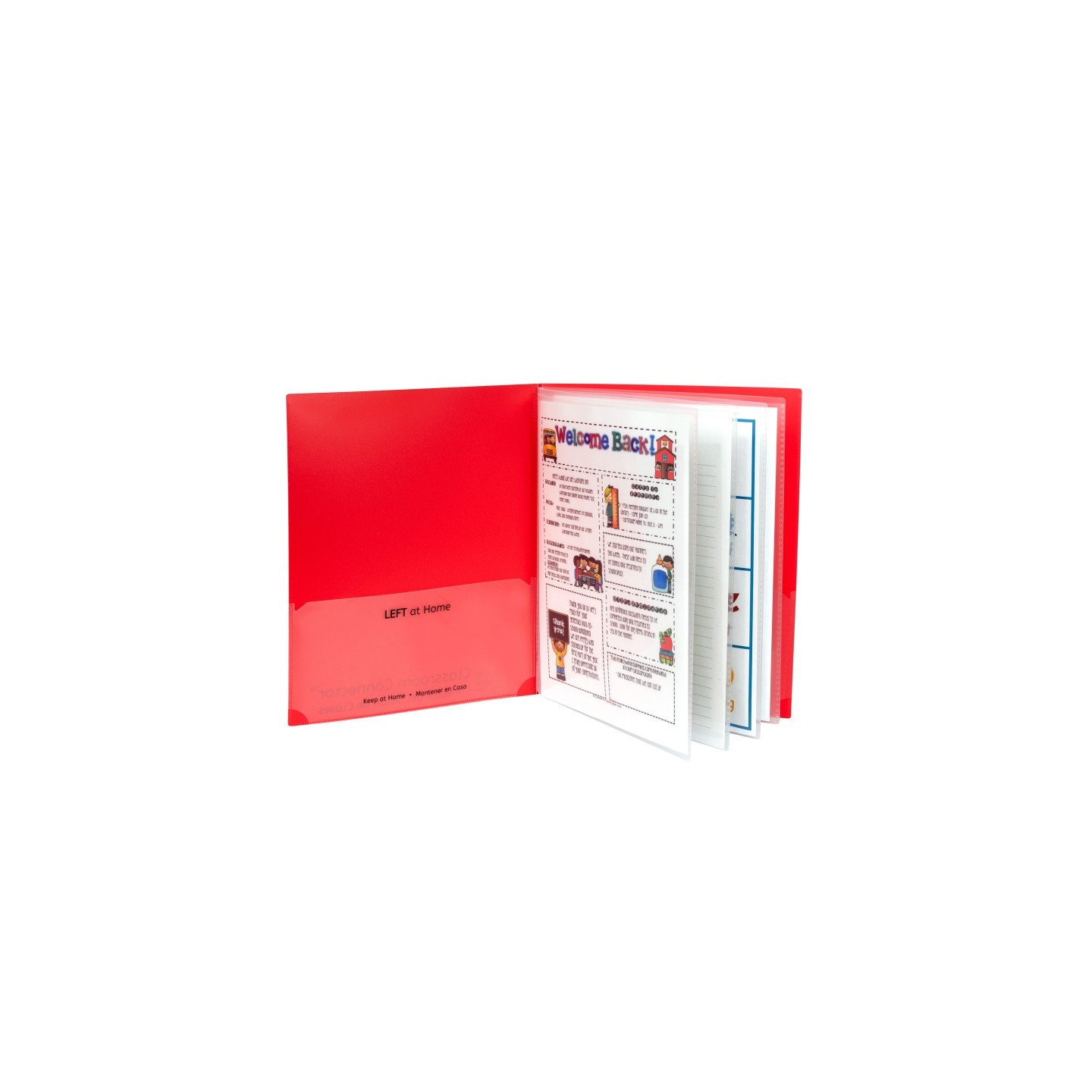 C-Line® Classroom Connector™ Multi-Pocket Folders, Red, Box of 15