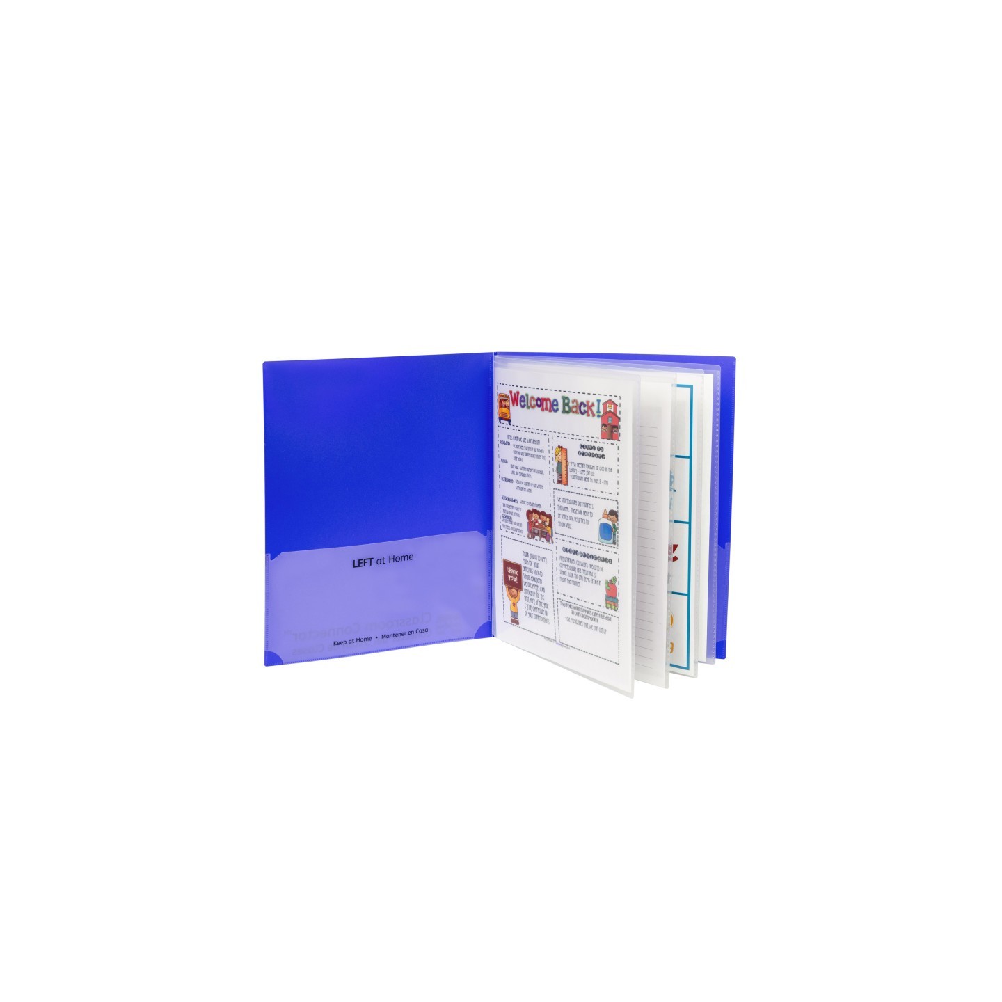 C-Line® Classroom Connector™ Multi-Pocket Folders, Blue, Box of 15