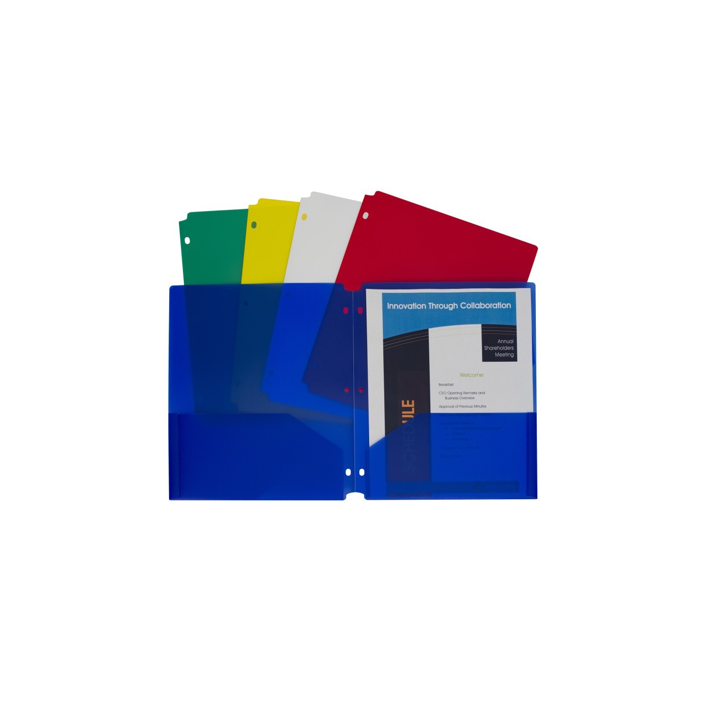 C-Line® Two-Pocket Heavyweight Poly Portfolio Folder with Three-Hole Punch, Assorted Primary Colors, 10/Pack