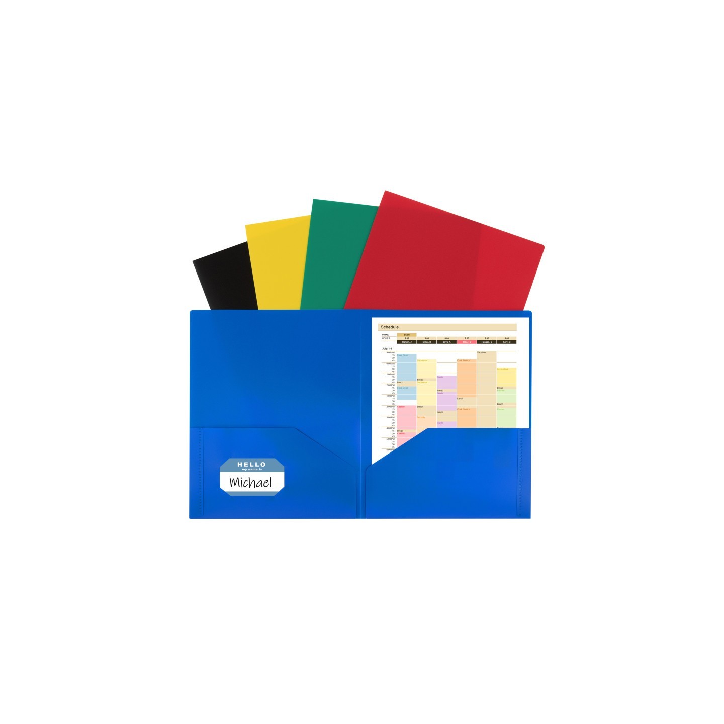 C-Line® Two-Pocket Heavyweight Poly Portfolio Folder, Assorted Primary Colors, Pack of 10