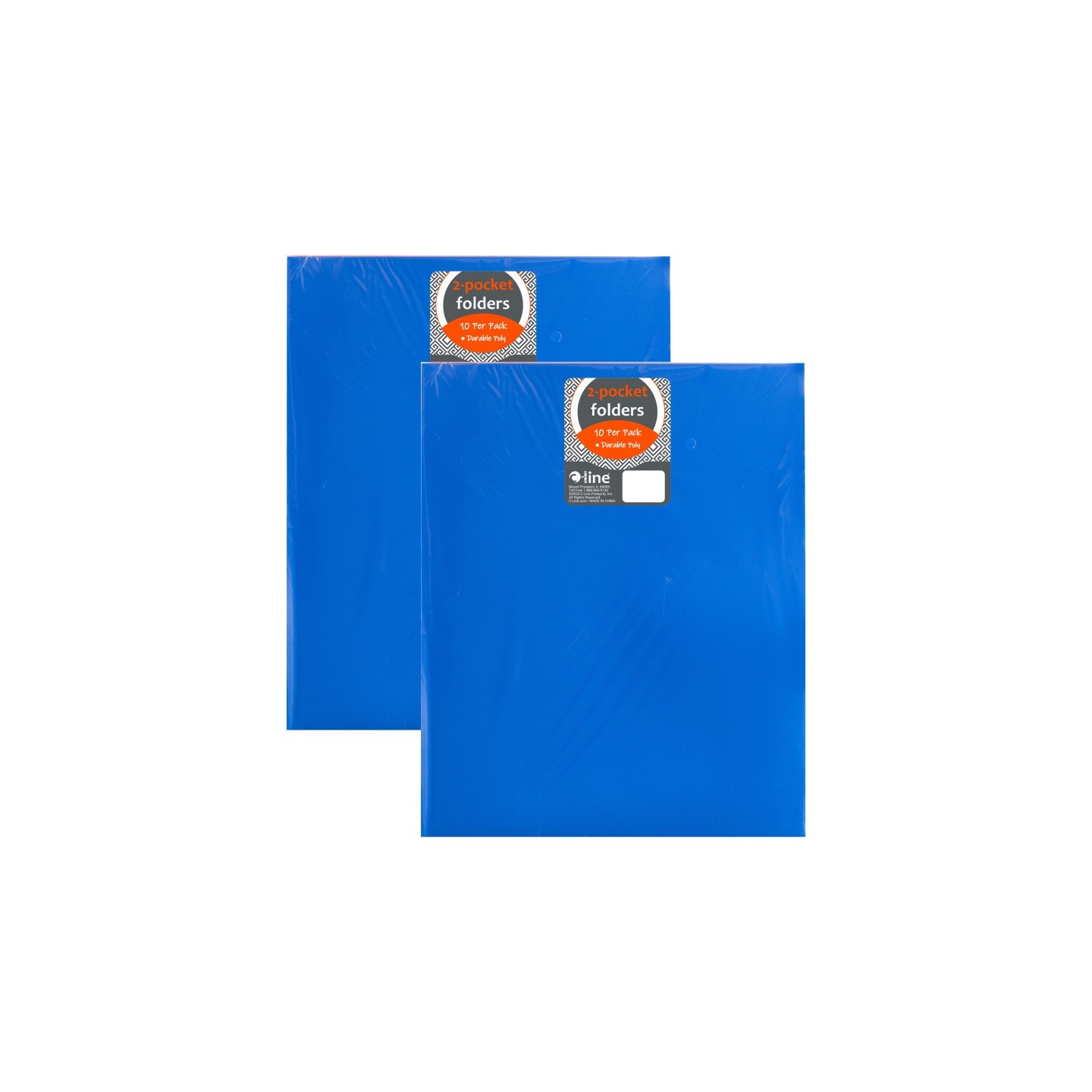 C-Line® Two-Pocket Heavyweight Poly Portfolio Folder, Primary Colors, 10 Per Pack, 2 Packs
