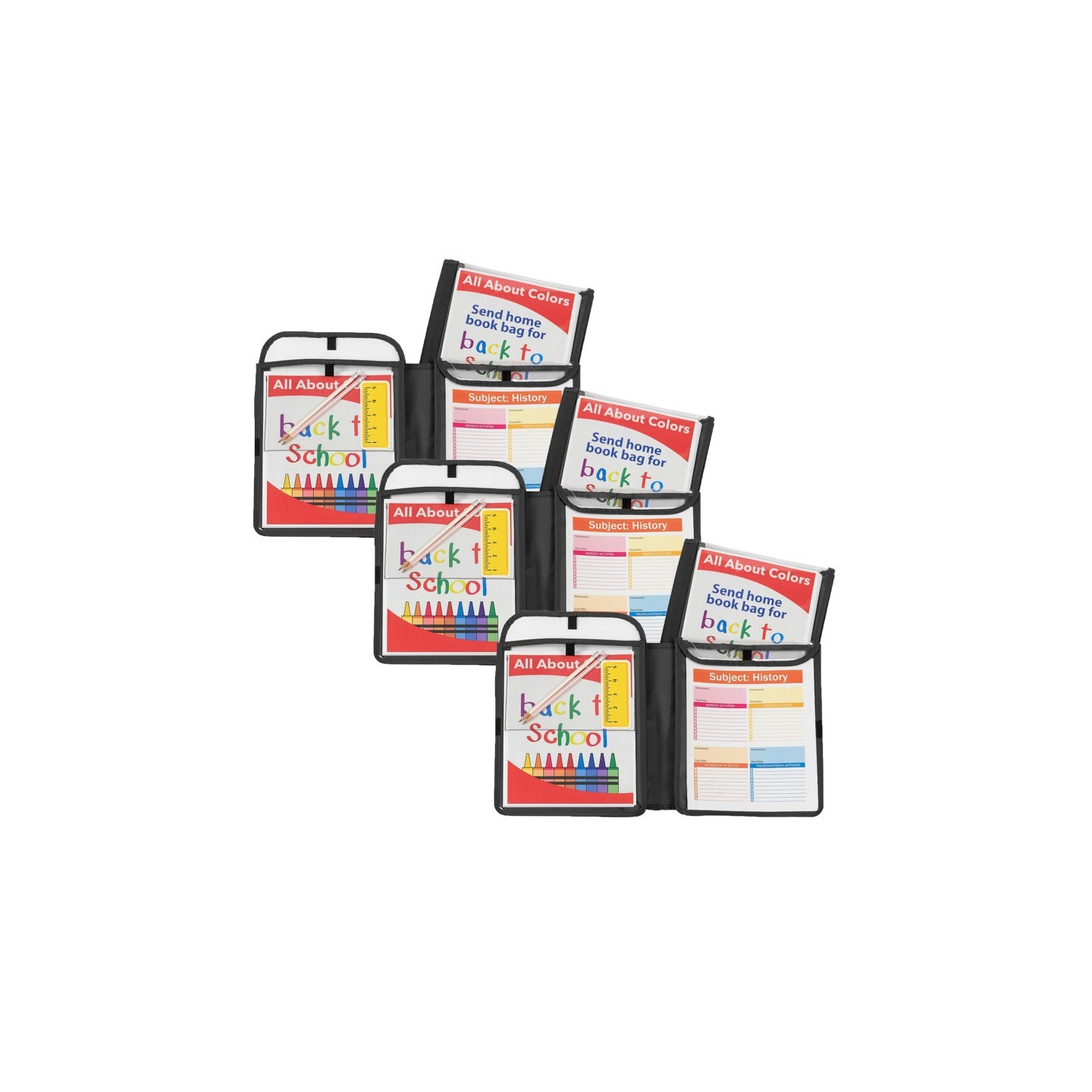 C-Line® Homework Connector Folder, Black, Pack of 3