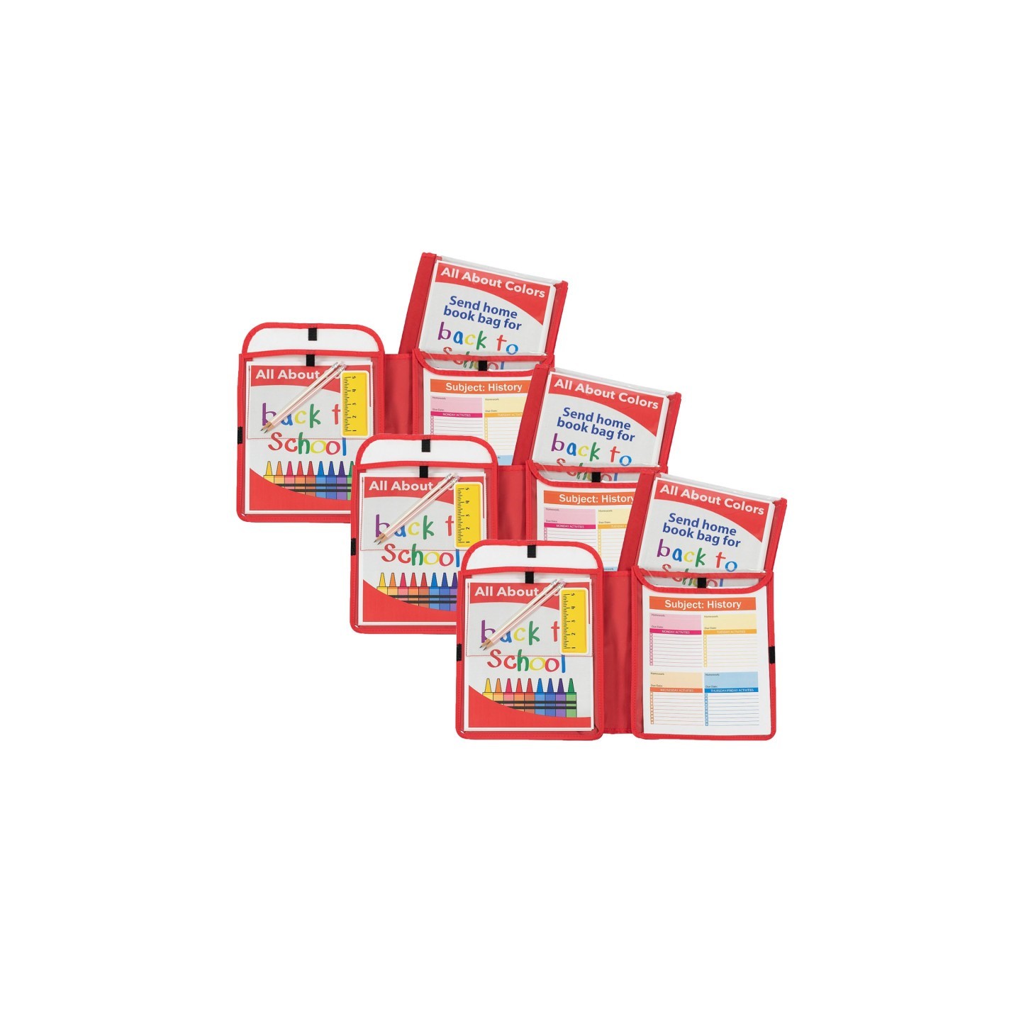 C-Line® Homework Connector Folder, Red, Pack of 3