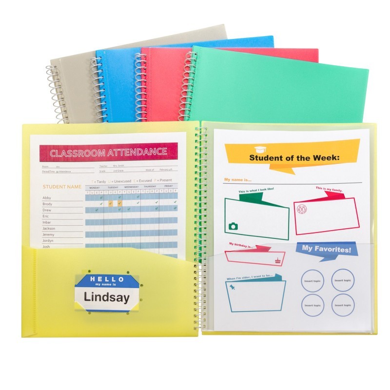 C-Line® 8-Pocket Spiral-Bound Poly Portfolio, Assorted Tropic Tones, Single