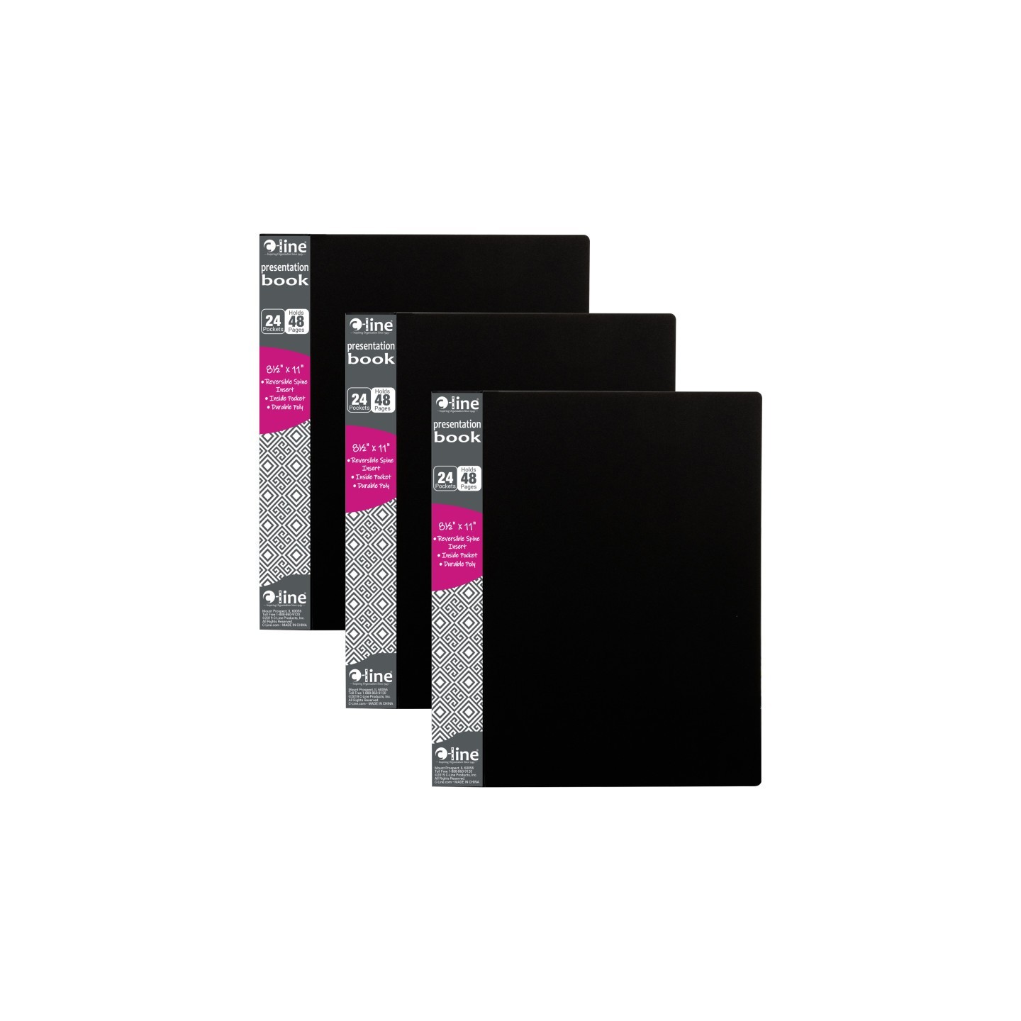 C-Line® Bound Sheet Protector Presentation Book, 24-Pocket, Pack of 3