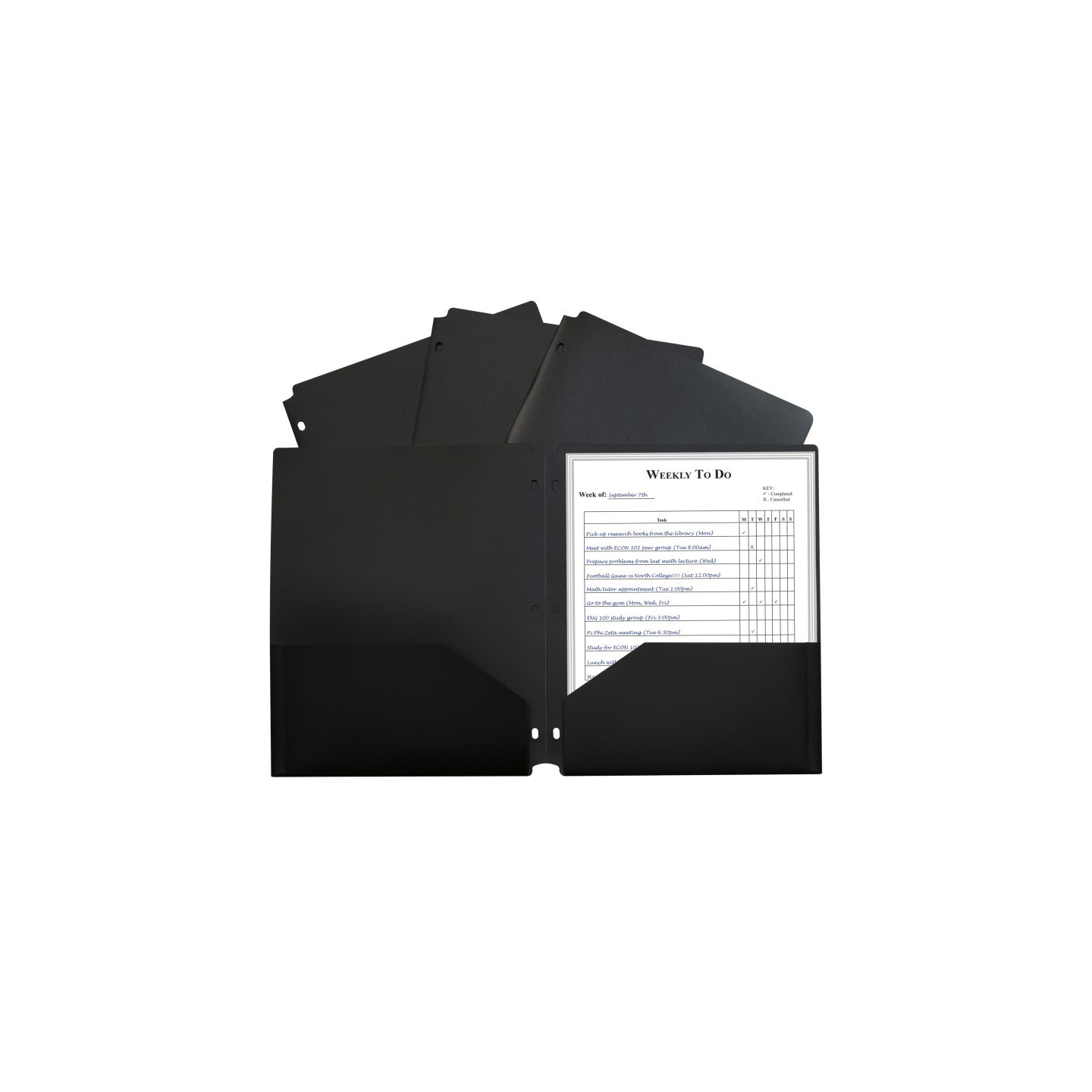 C-Line® Two-Pocket Heavyweight Poly Portfolio Folder with Three-Hole Punch, Black, Pack of 12