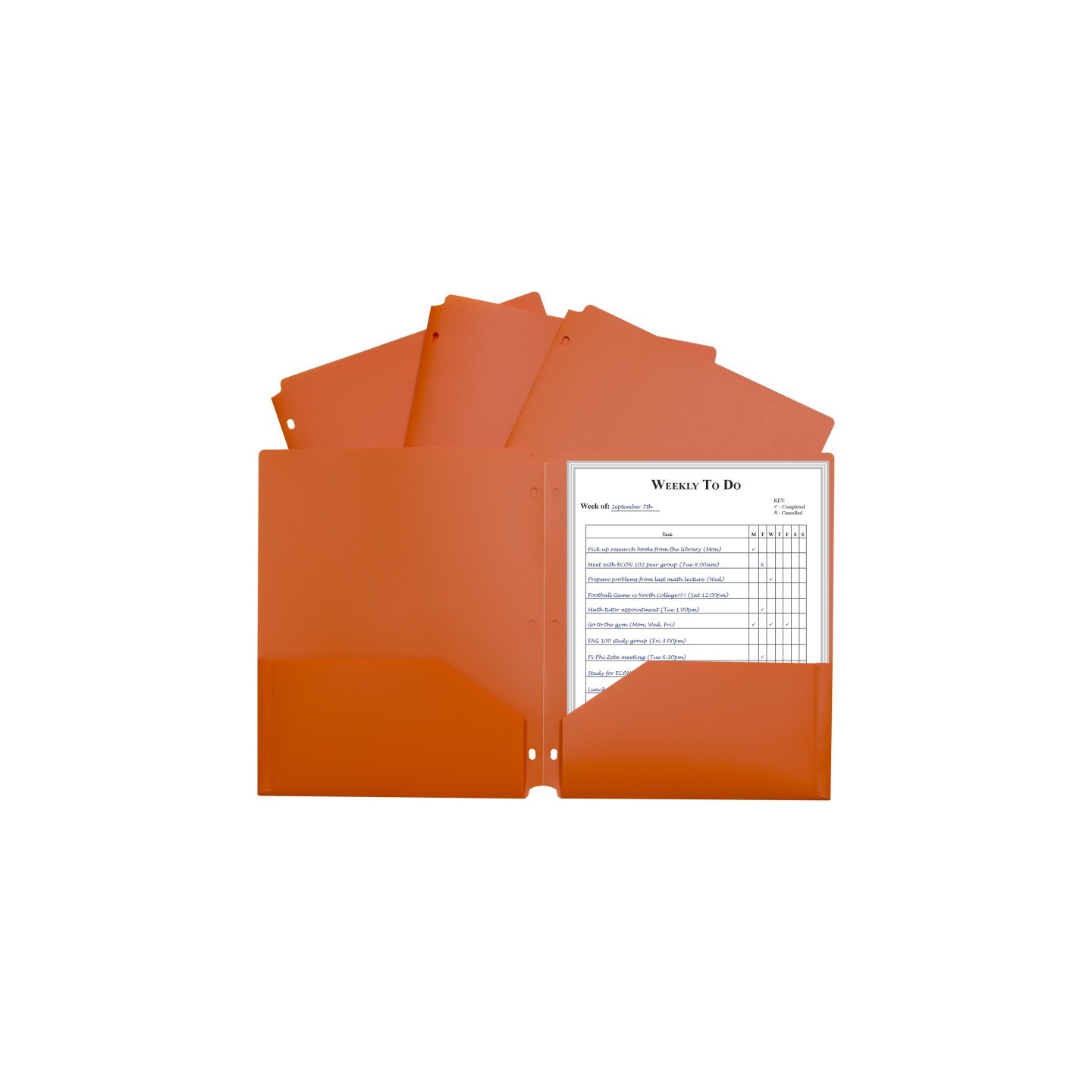 C-Line® Two-Pocket Heavyweight Poly Portfolio Folder with Three-Hole Punch, Orange, Each