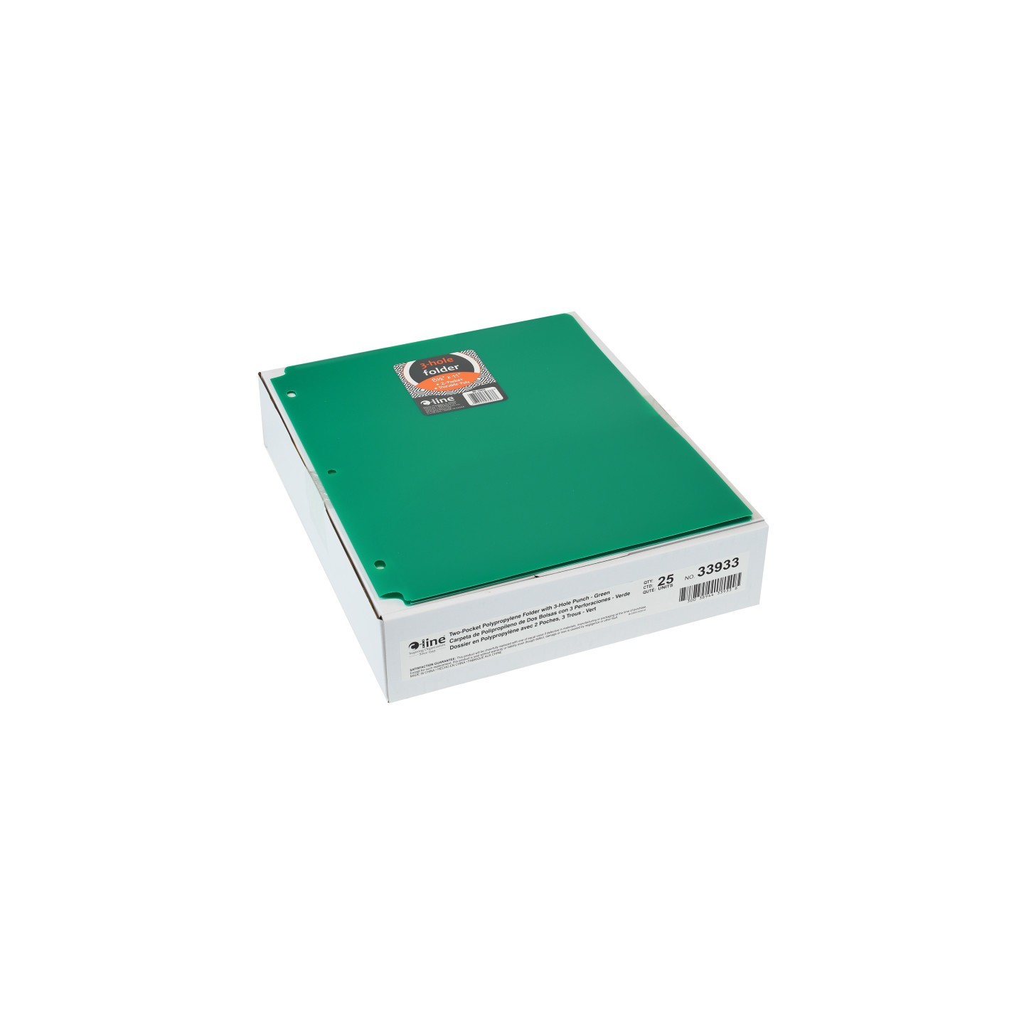 C-Line® Two-Pocket Heavyweight Poly Portfolio Folder with Three-Hole Punch, Green, Pack of 25