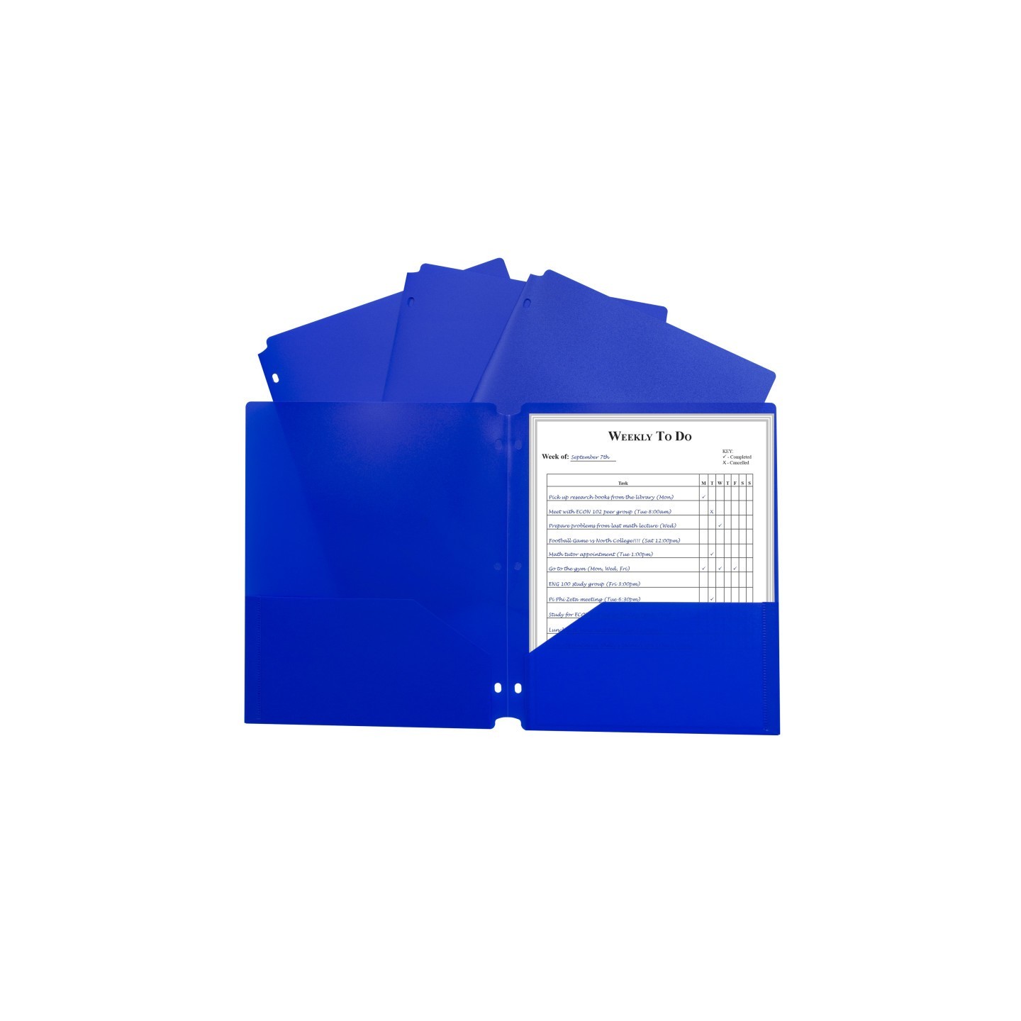 C-Line® Two-Pocket Heavyweight Poly Portfolio Folder with Three-Hole Punch, Blue, Each