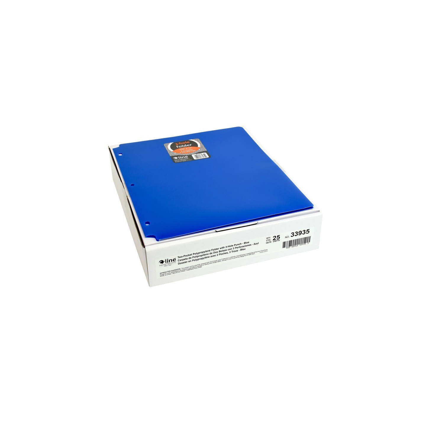 C-Line® Two-Pocket Heavyweight Poly Portfolio Folder with Three-Hole Punch, Blue, Pack of 25