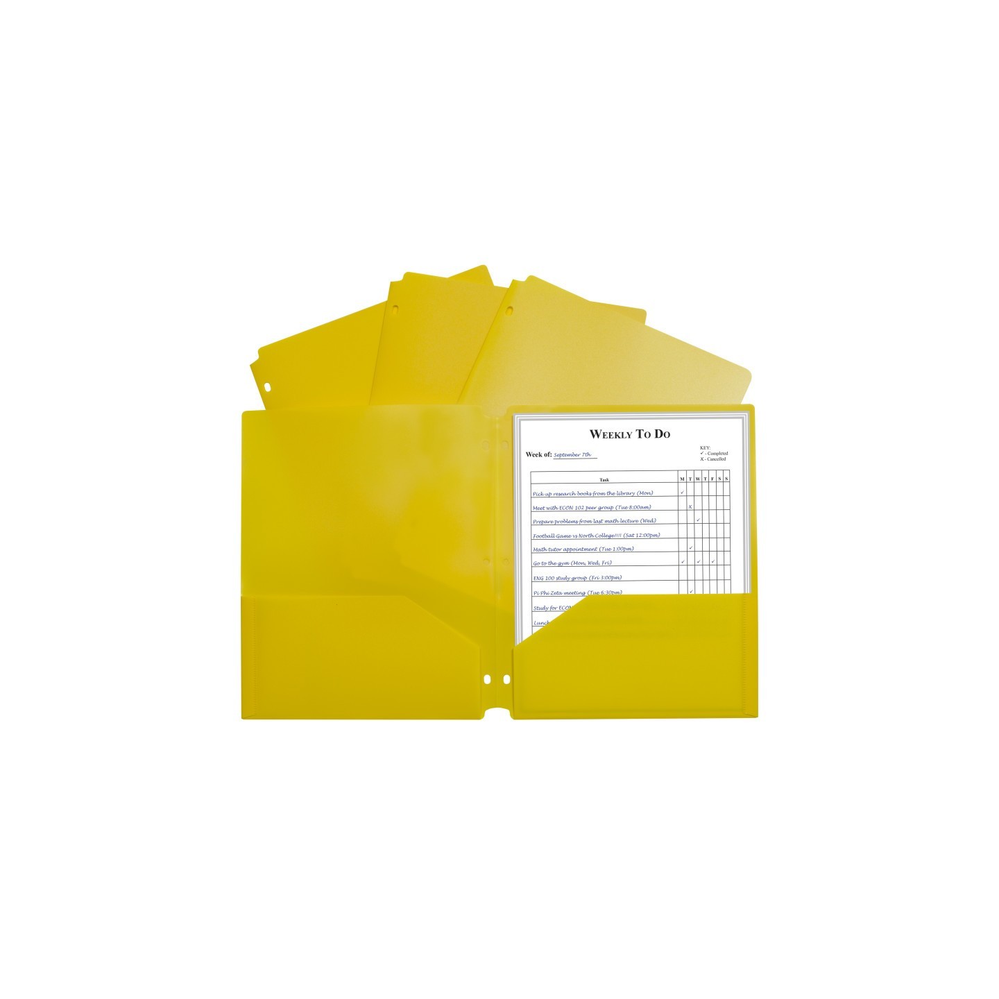 C-Line® Two-Pocket Heavyweight Poly Portfolio Folder with Three-Hole Punch, Yellow, Each