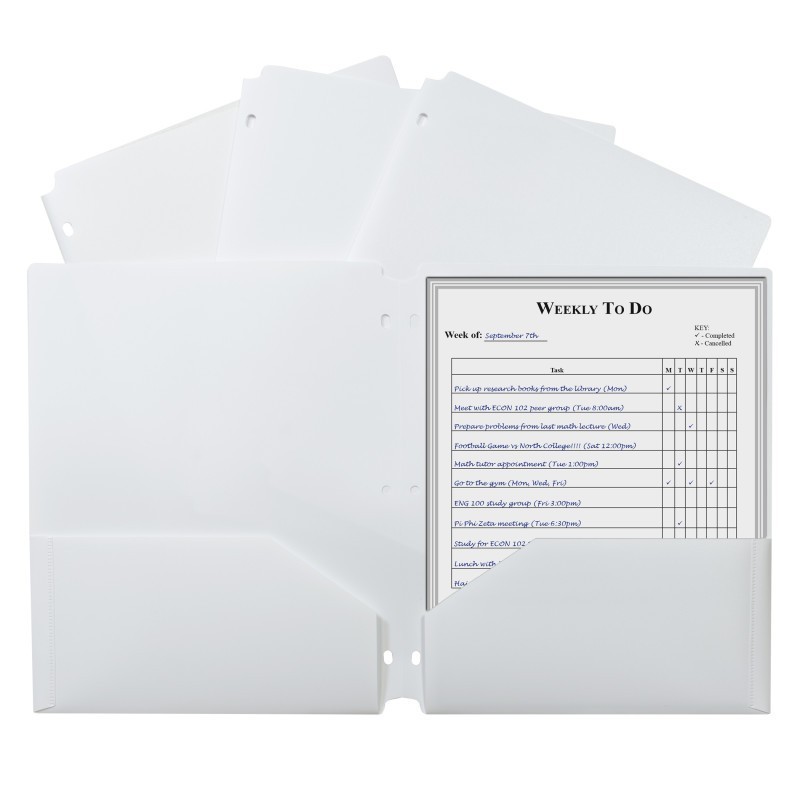 C-Line® C-Line® Two-Pocket Poly Portfolio with Three-Hole Punch, White