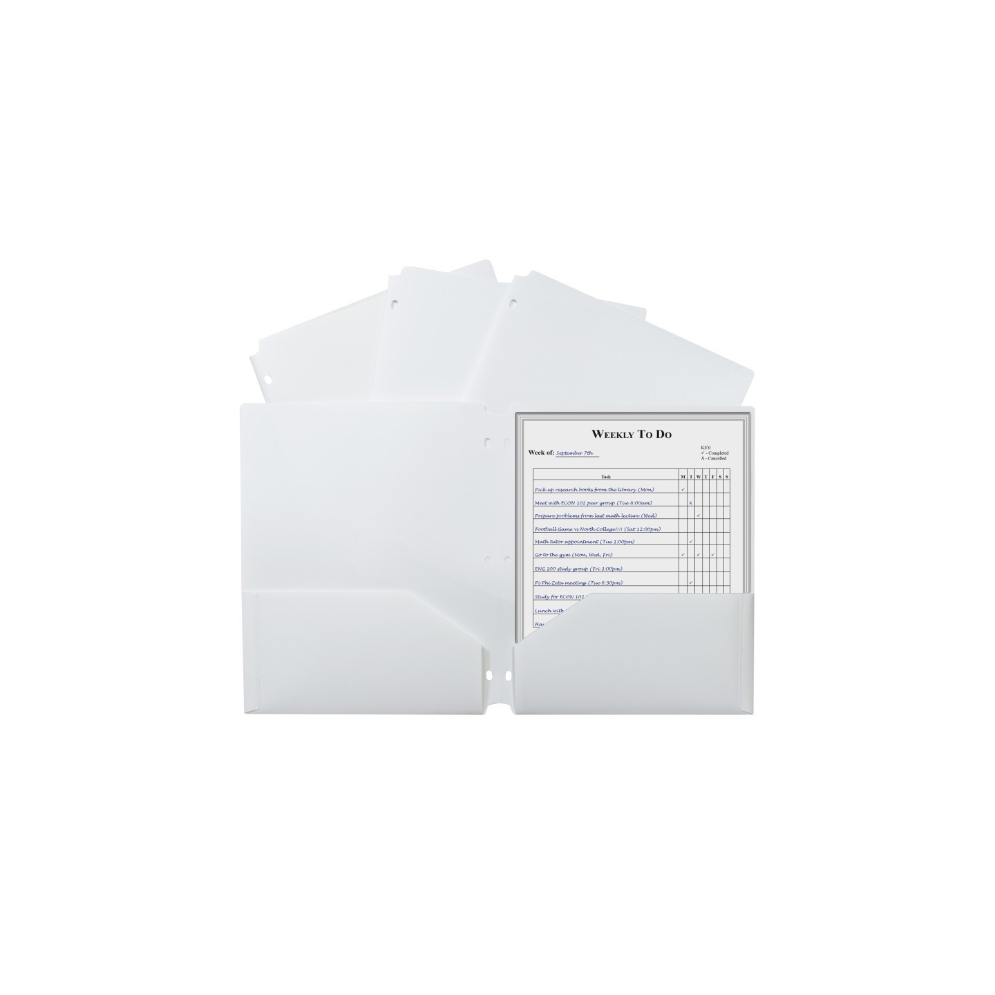 C-Line® C-Line® Two-Pocket Poly Portfolio with Three-Hole Punch, White