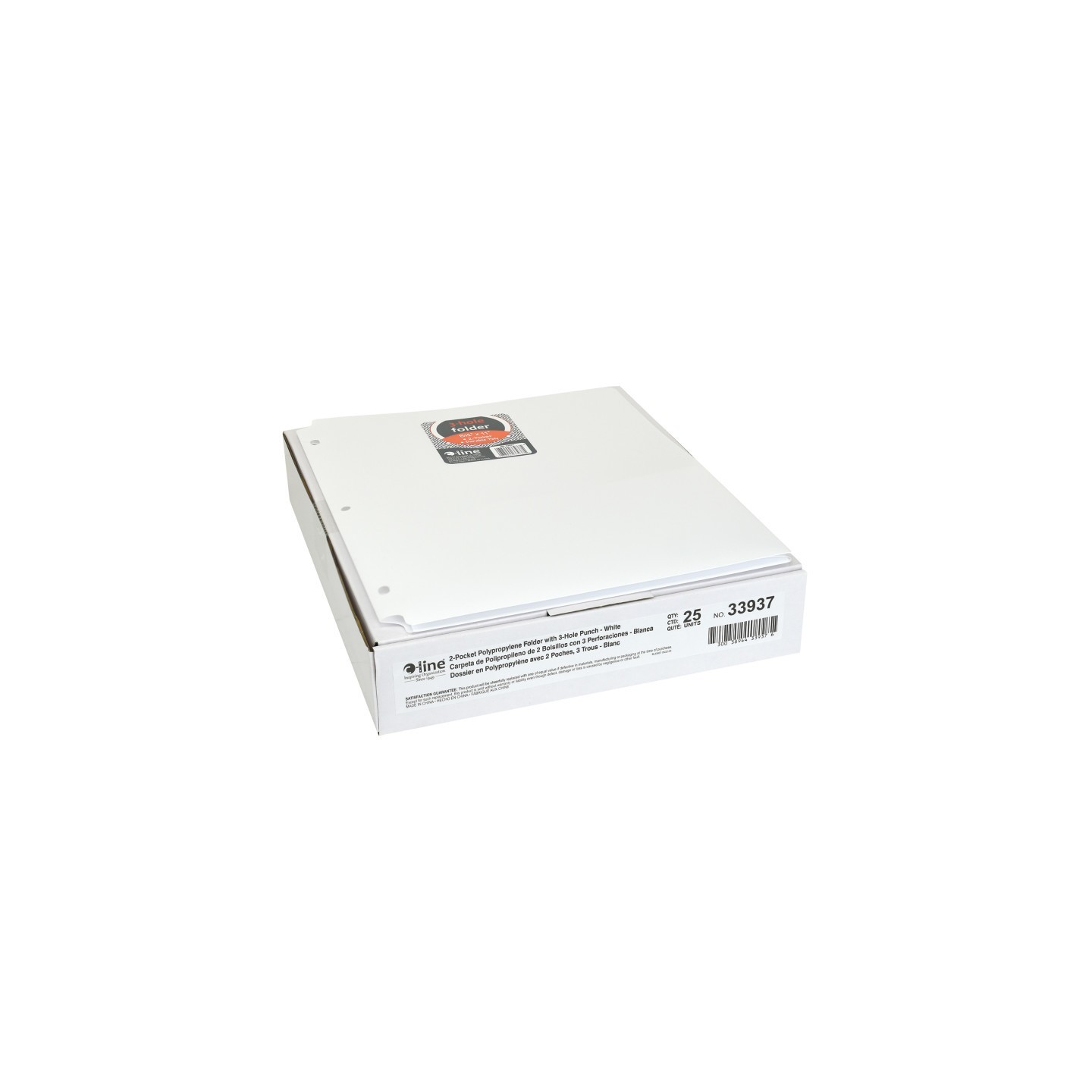 C-Line® Two-Pocket Heavyweight Poly Portfolio Folder with Three-Hole Punch, White, Pack of 25
