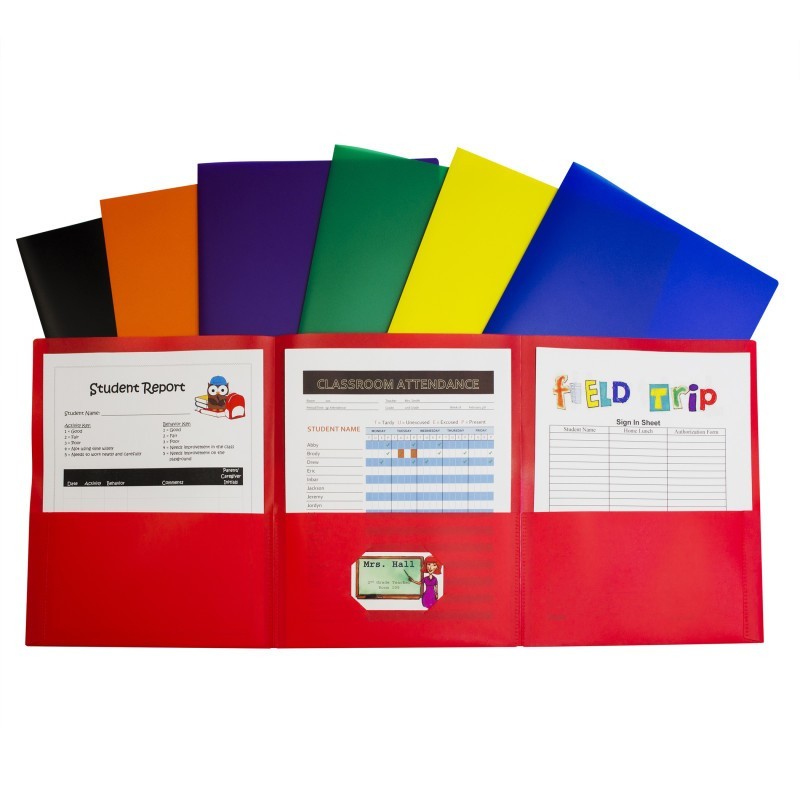 C-Line® 3-Pocket Poly Portfolio, Assorted, Box of 24