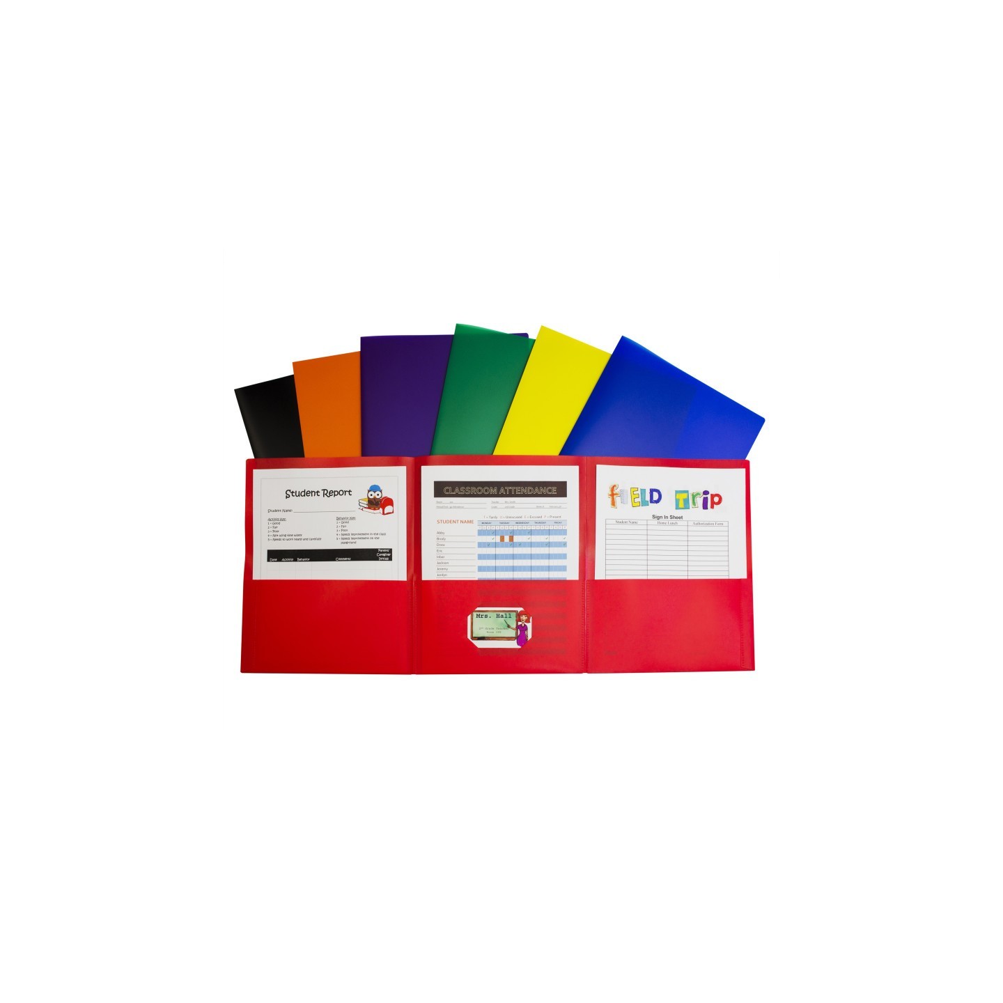 C-Line® 3-Pocket Poly Portfolio, Assorted, Box of 24