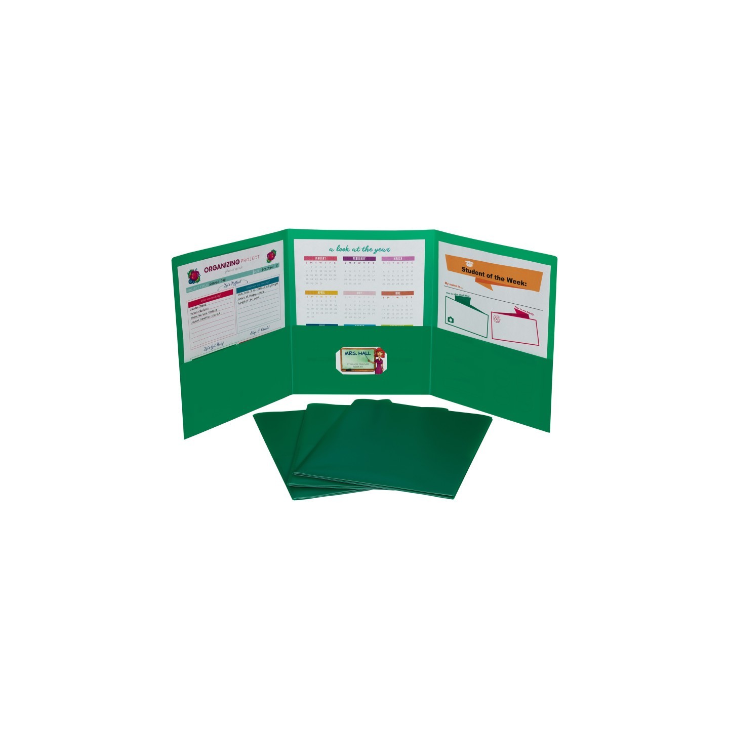 C-Line® Tri-Fold Portfolio, Heavyweight Poly, Green, 1 Each