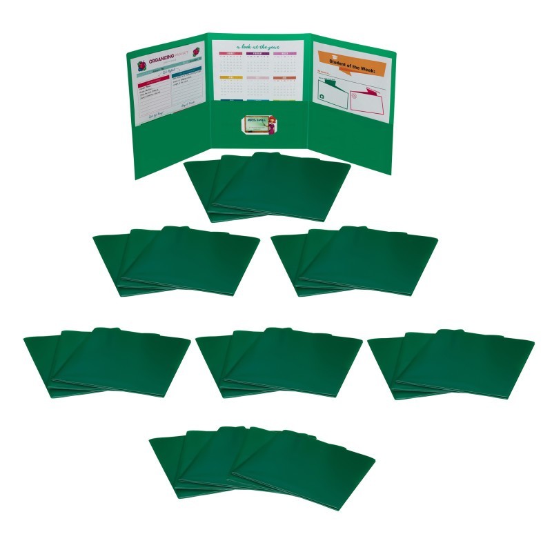 C-Line® Tri-Fold Portfolio, Heavyweight Poly, Green, Pack of 24