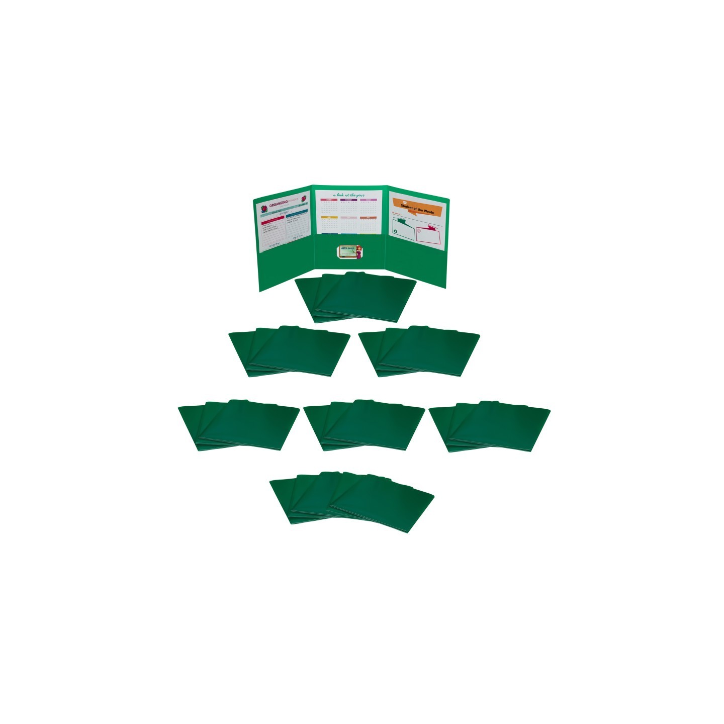 C-Line® Tri-Fold Portfolio, Heavyweight Poly, Green, Pack of 24