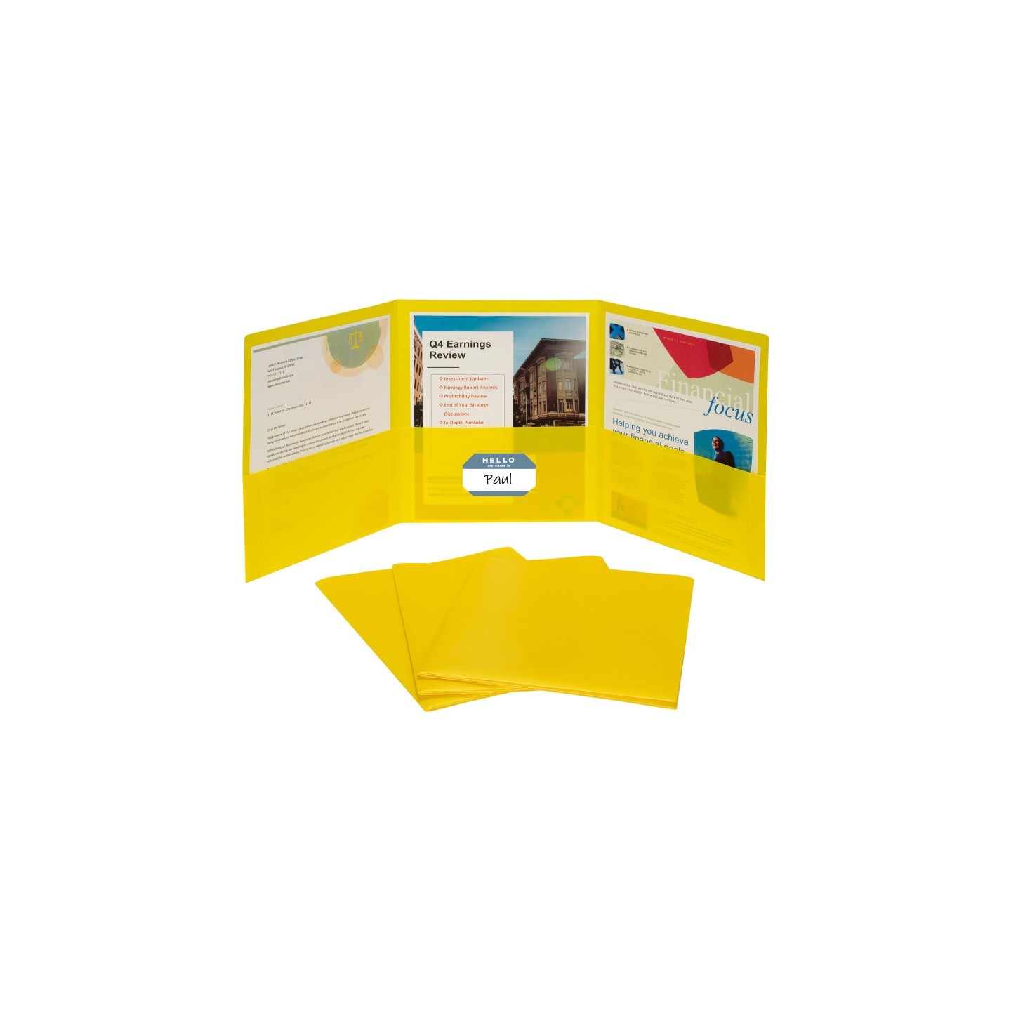 C-Line® 3-Pocket Poly Portfolio, Yellow, Box of 24