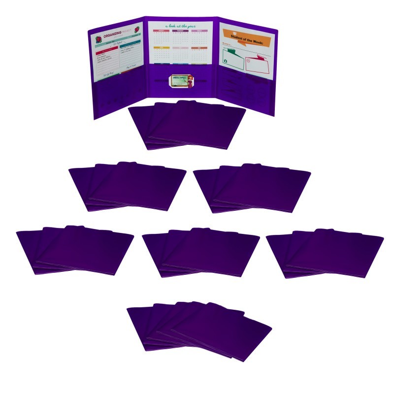 C-Line® Tri-Fold Portfolio, Heavyweight Poly, Purple, Pack of 24
