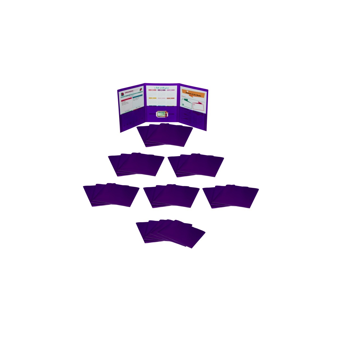 C-Line® Tri-Fold Portfolio, Heavyweight Poly, Purple, Pack of 24