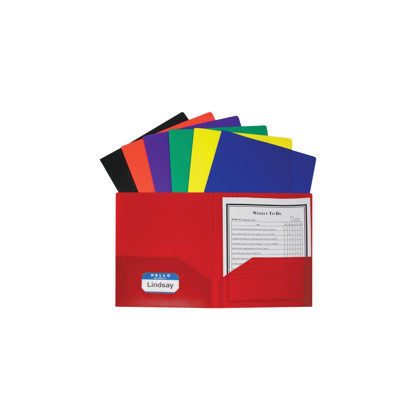 C-Line® Two-Pocket Heavyweight Poly Portfolio Folder, Assorted Primary Colors, Pack of 36