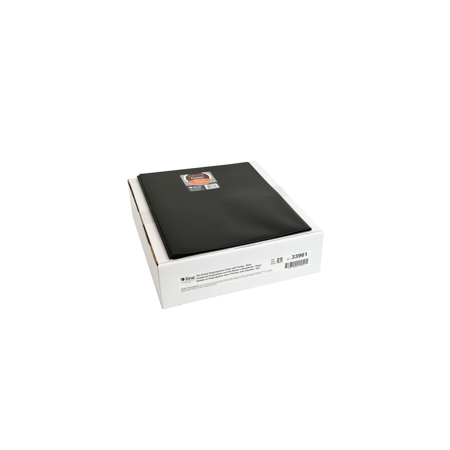 C-Line® Two-Pocket Heavyweight Poly Portfolio Folder with Prongs, Black, Pack of 25