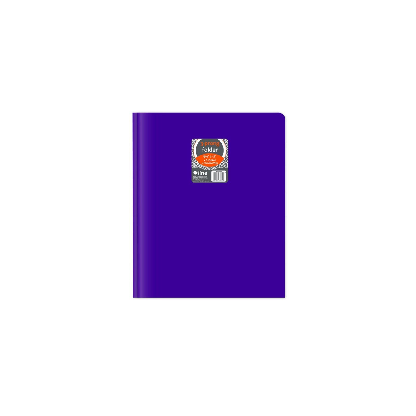 C-Line® Two-Pocket Heavyweight Poly Portfolio Folder with Prongs, Purple, 1 Each