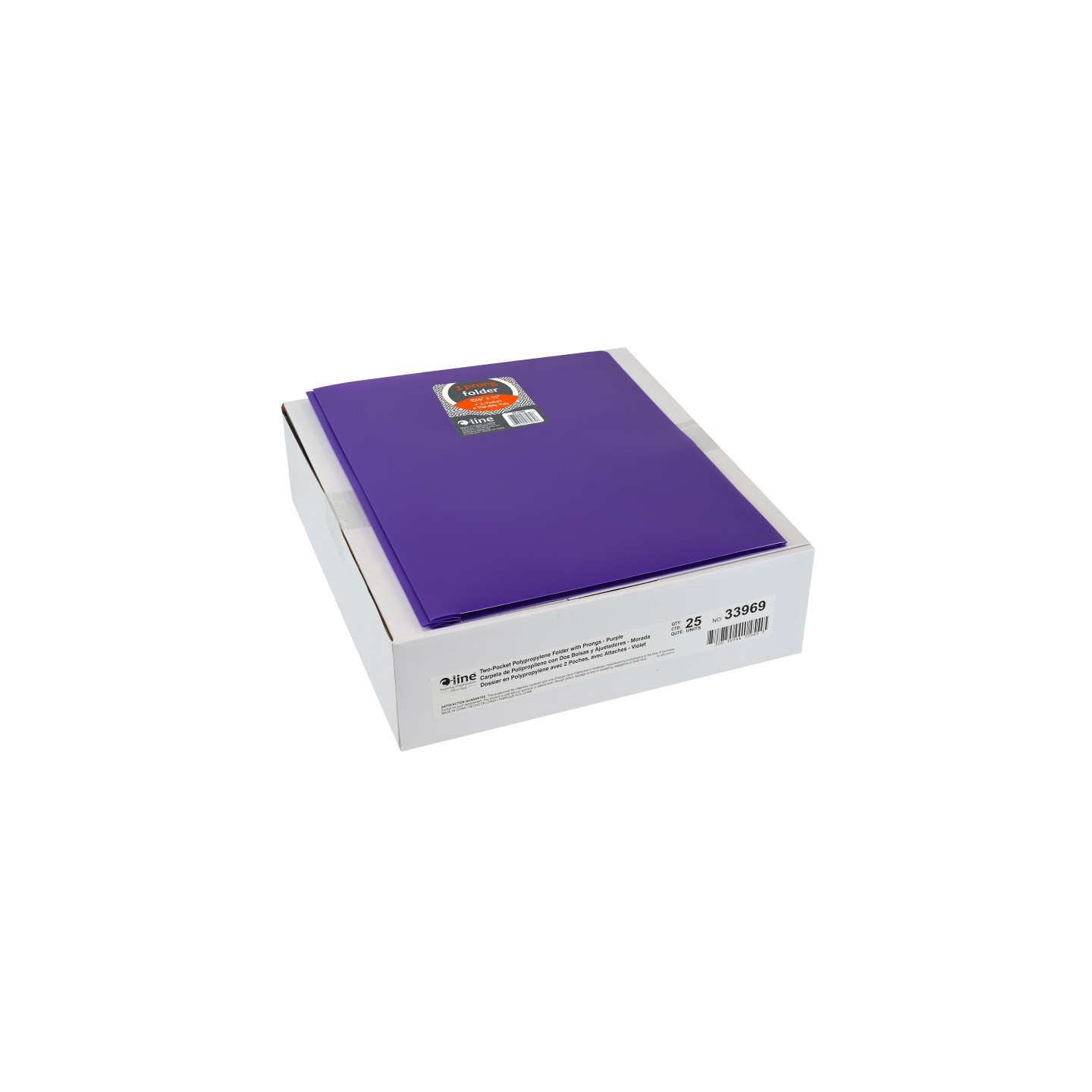 C-Line® Two-Pocket Heavyweight Poly Portfolio Folder with Prongs, Purple, Pack of 25