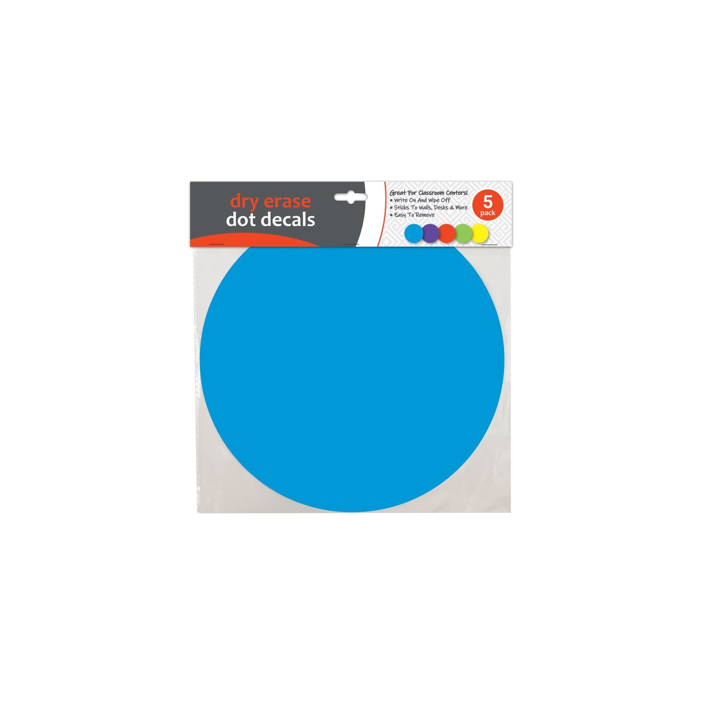 C-Line® Dry Erase Dot Decals, Assorted, 11", Pack of 5