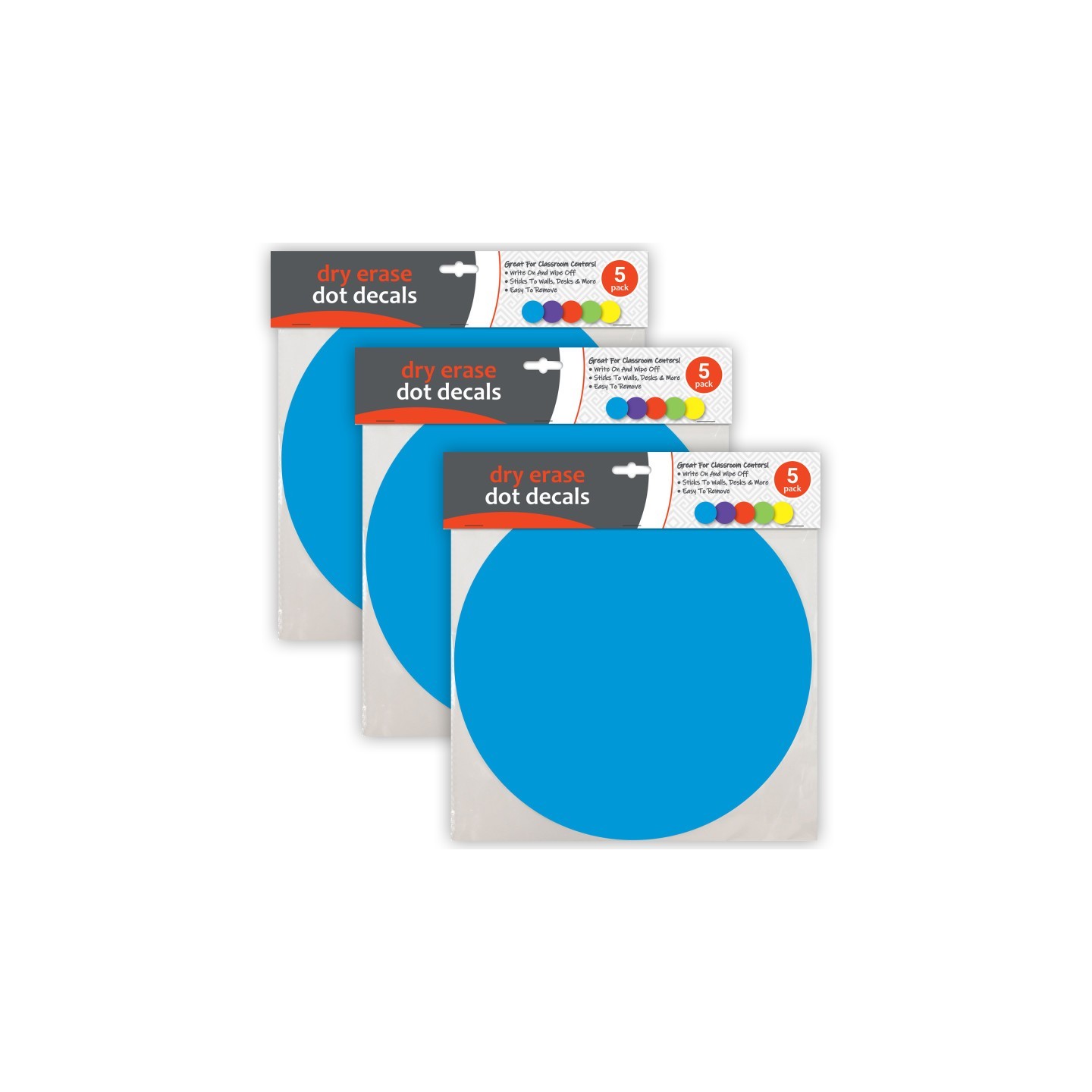 C-Line® Dry Erase Dot Decals, Assorted, 11", 5 Per Pack, 3 Packs