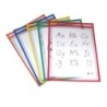 C-Line® Reusable Dry Erase Pockets, Primary Colors, 9" x 12", Pack of 5